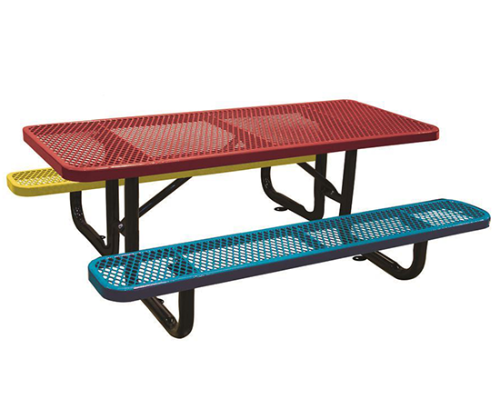Elementary picnic table with shorter bench height designed for children in schools, parks, and playground settings